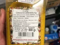 Mängden socker i Curry Gewürzzubereitung