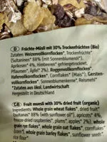 Mängden socker i Früchte müsli