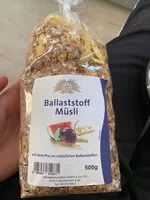 Mängden socker i Ballaststoff Müsli