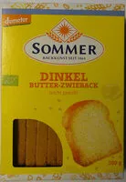 Mängden socker i Dinkel Butter-Zwieback