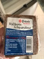 Mängden socker i Vollkornschwarzbrot