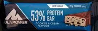 Mängden socker i 53% Protein Bar Cookies & Cream Flavour