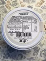 Mängden socker i Hausmacher Leberwurst