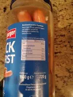 Mängden socker i Poppenburger Bock Würstchen