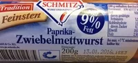 Mängden socker i Paprika-Zwiebelmettwurst