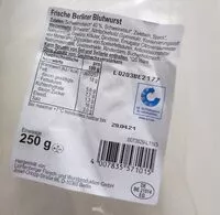 Mängden socker i Frische Berliner Blutwurst