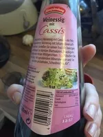 Mängden socker i Weinessig mit Casis
