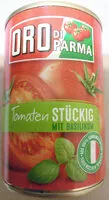 Mängden socker i Tomaten stückig mit Basilikum