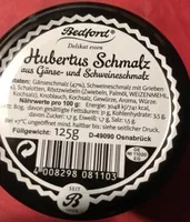 Mängden socker i Hubertus Schmalz aus Gänse- und Schweineschmalz