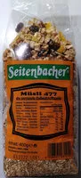 Mängden socker i Seitenbacher Müsli 477 die geröstete Eiweißquelle