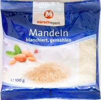 Mängden socker i Mandeln blanchiert, gemahlen