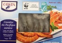 Mängden socker i Crevettes du Pacifique entières Costa