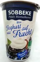 Mängden socker i Bio Joghurt auf Frucht Blaubeere-Cassis