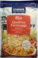 Mängden socker i Bio quattro formaggi