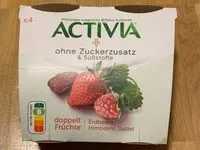 Mängden socker i Activia ohne Zuckerzusatz Erdbeere, Dattel Himbeeren