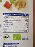 Mängden socker i DM Bio Tortelloni Tofu