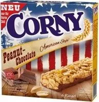 Mängden socker i Corny Peanut-chocolate American Style 6 Riegel