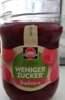 Mängden socker i Himbeere extra weniger Zucker
