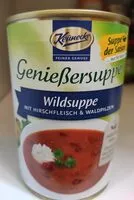 Mängden socker i Wildsuppe mit Hirschfleisch + waldpilzen