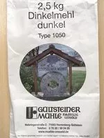 Mängden socker i Dinkelmehl dunkel Type 1050