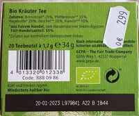 Mängden socker i Bio Kräutertee Mischung