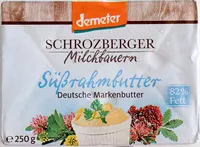 Mängden socker i Süßrahmbutter Schrozberger milchbauern