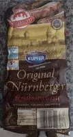 Mängden socker i Nürnberger Rostbratwürste