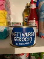 Mängden socker i Mettwurst gekocht im Geleemantel