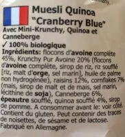 Mängden socker i Muesli quinoa cranberry blue