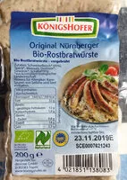 Mängden socker i Nürnberger Rostbratwürste