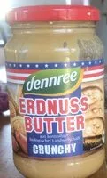 Mängden socker i Dennree Erdnussbutter Crunchy,350 GR Glas