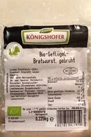 Mängden socker i Bio Geflügel Bratwurst gebrüht