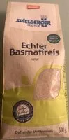 Mängden socker i Echter Basmatireis