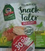Mängden socker i Pflanzliche Snack Taler herzhaft