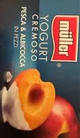 Mängden socker i Müller yogurt cremoso alla pesca e albicocca in pezzi