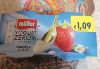 Mängden socker i Muller yogurt zero grassi con fragola in pezzi