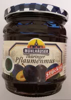 Mängden socker i Thüringer Pflaumenmus, stückig, mit Fruchtstücken