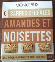 Mängden socker i 6 barres céréales amandes et noisettes