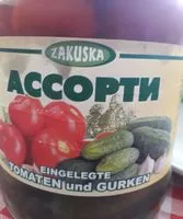 Mängden socker i Tomaten und Gurken  eingelegt