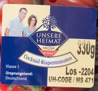 Mängden socker i Cocktail-Rispentomaten