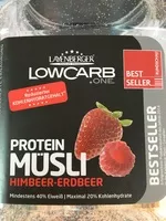 Mängden socker i Protein muesli himbeer erdbeer