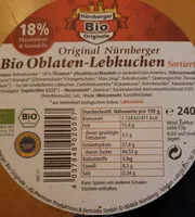 Mängden socker i Bio Oblaten-Lebkuchen