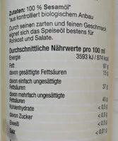 Mängden socker i SESAMÖL - ERSTE KALTE PRESSUNG