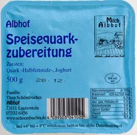 Mängden socker i Speisequarkzubereitung Halbfettstufe