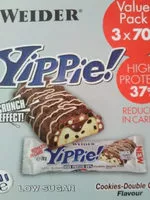 Mängden socker i Yippie! High Protein 37% Cookie - Double Choc Flavour