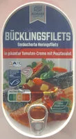 Mängden socker i Bücklingsfilets Geräucherte Heringsfilets in pikanter Tomaten-Creme mit Pusztasalat