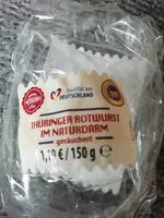 Mängden socker i Thüringer Rotwurst im Naturdarm, geräuchert