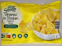 Mängden socker i Ananas in Stücken, ungezuckert, tiefgefroren