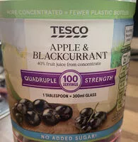 Mängden socker i Tesco Apple & blackcurrant quadruple concentrate
