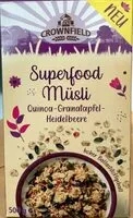 Mängden socker i Superfood Müsli Quinoa-Granatapfel-Heidelbeere